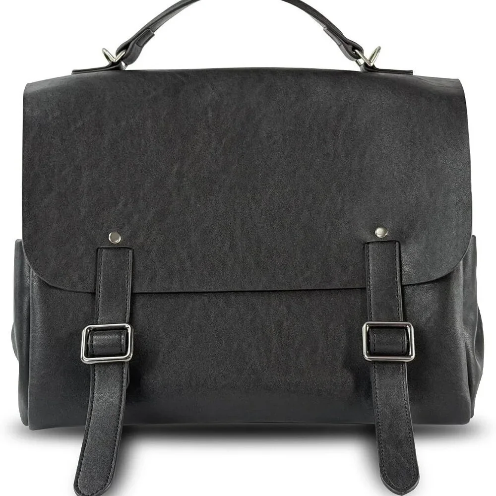 Black Leather 3-in-1 Backpack Handbag Tote for Women Work Travel Casual